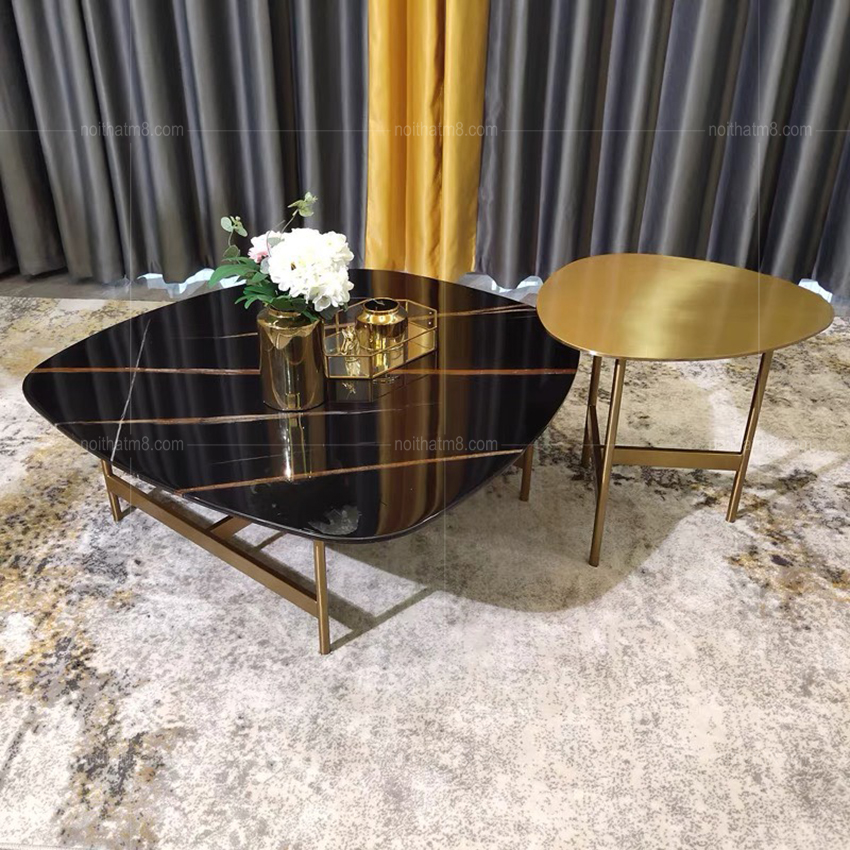 Bàn sofa mặt đá cẩm thạch khung sắt hiện đại M8-4259