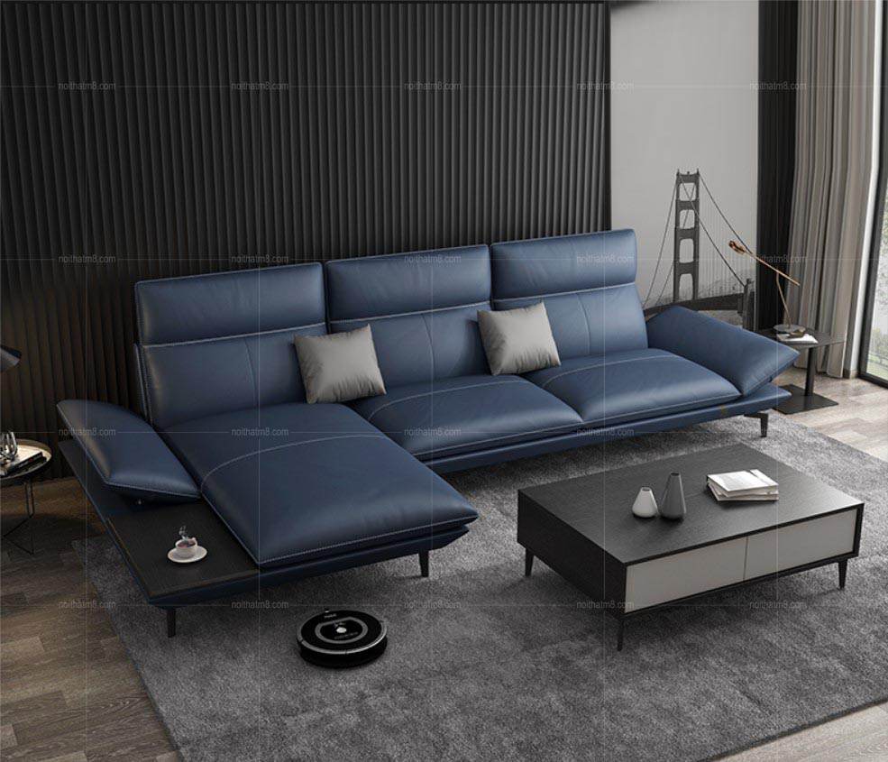 Ghế sofa da dáng chữ L hiện đại, lịch lãm M8-3566 thumbnail 2
