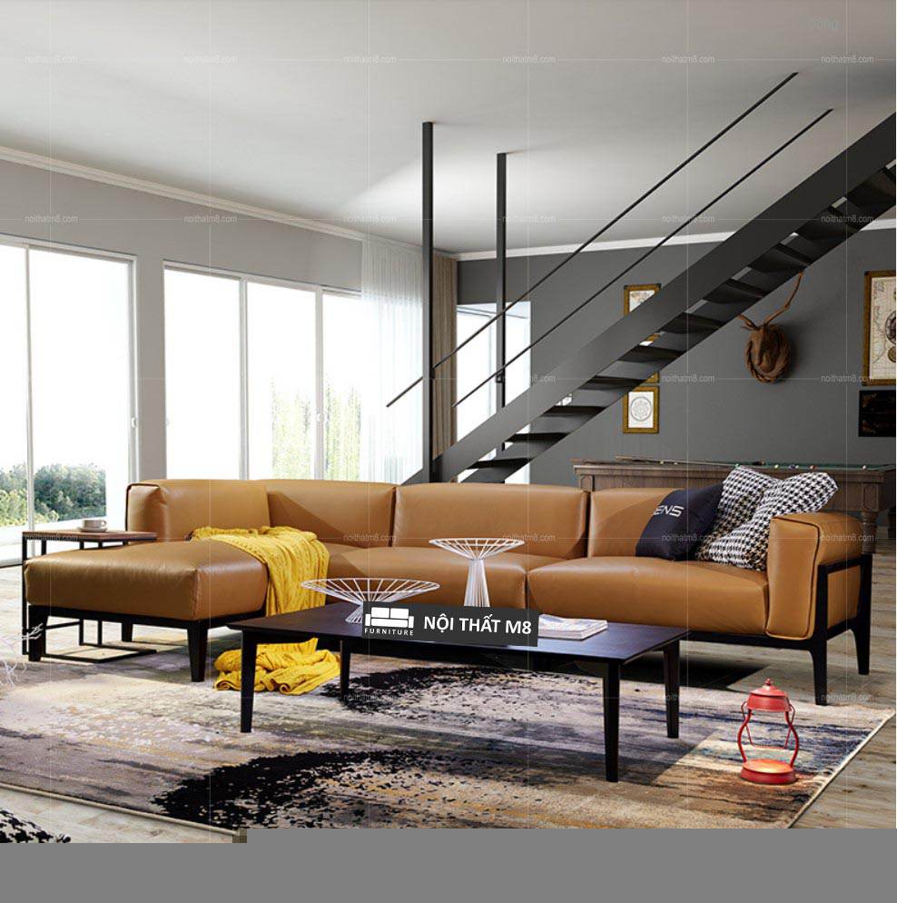Ghế sofa da chân gỗ chữ L sang trọng, hiện đại M8-3543 thumbnail 2