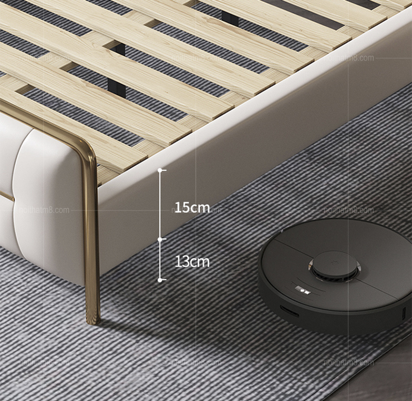 Mẫu giường bọc da cao cấp viền inox 304 mạ titan sang trọng M8-6017 thumbnail 5