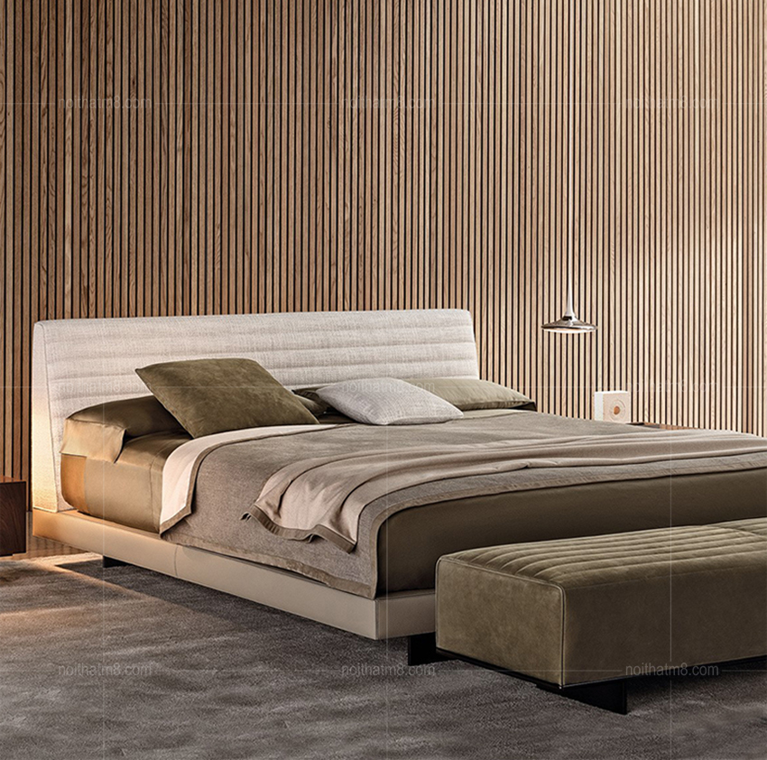 Mẫu giường ngủ bọc nỉ phong cách Ý hiện đại M8-6059