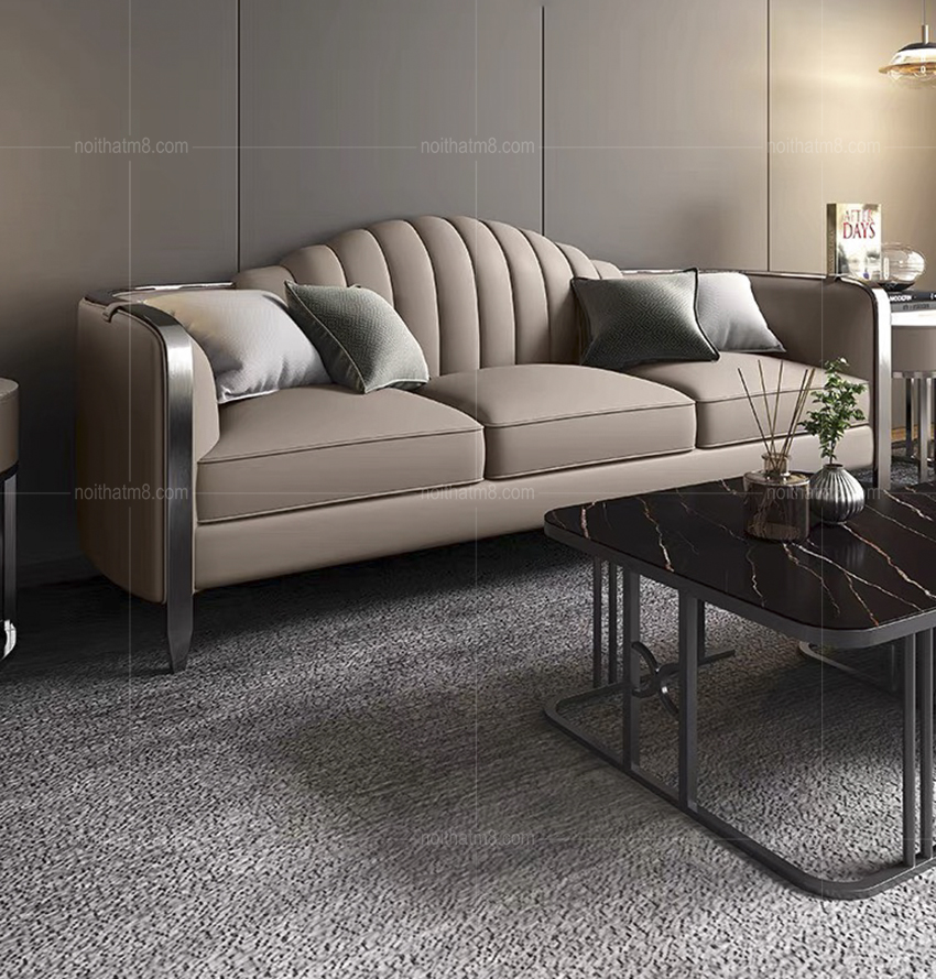 Mẫu sofa da phòng khách mạ titan cao cấp M8-3588 thumbnail 2