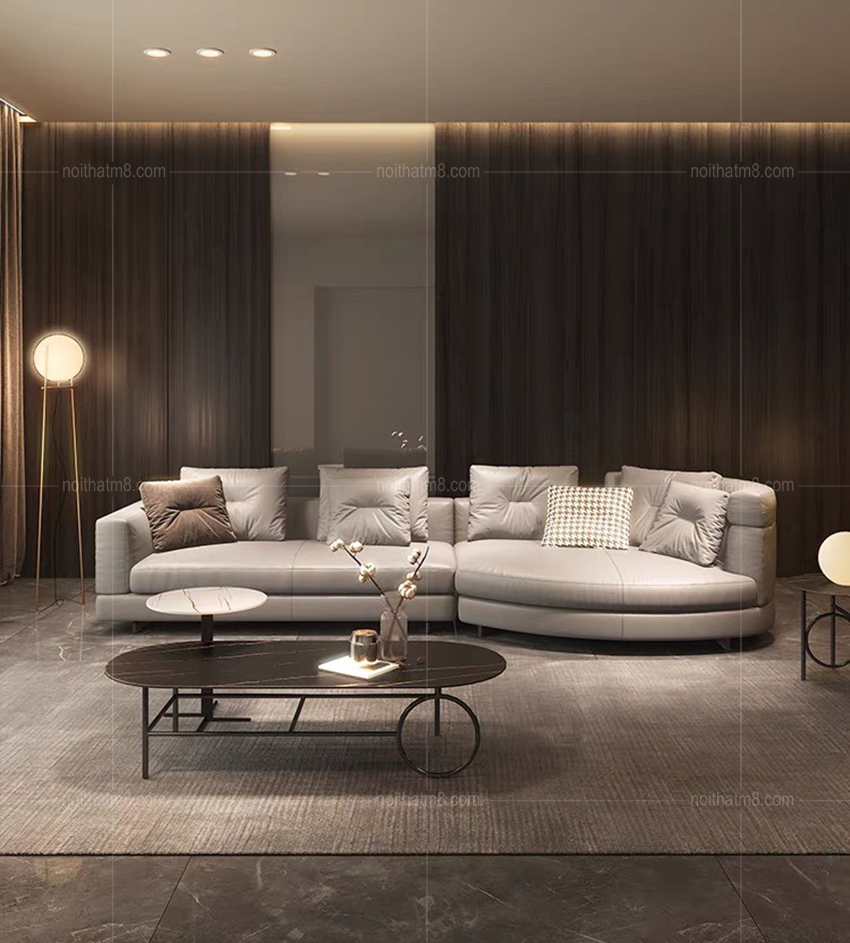 Mẫu sofa da cao cấp kiểu dáng góc L tinh tế M8-3598 thumbnail 2