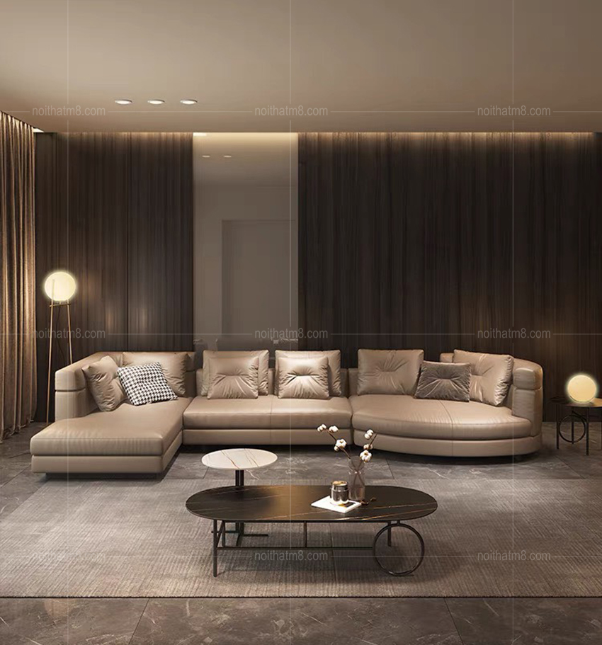 Mẫu sofa da cao cấp kiểu dáng góc L tinh tế M8-3598 thumbnail 4