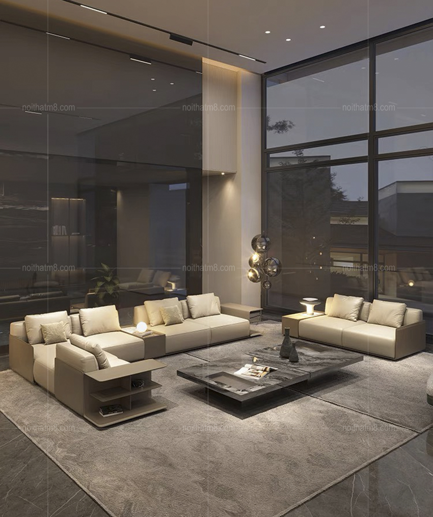 Ghế sofa da bò thật nhập khẩu phong cách Ý hiện đại M8-3519 thumbnail 2