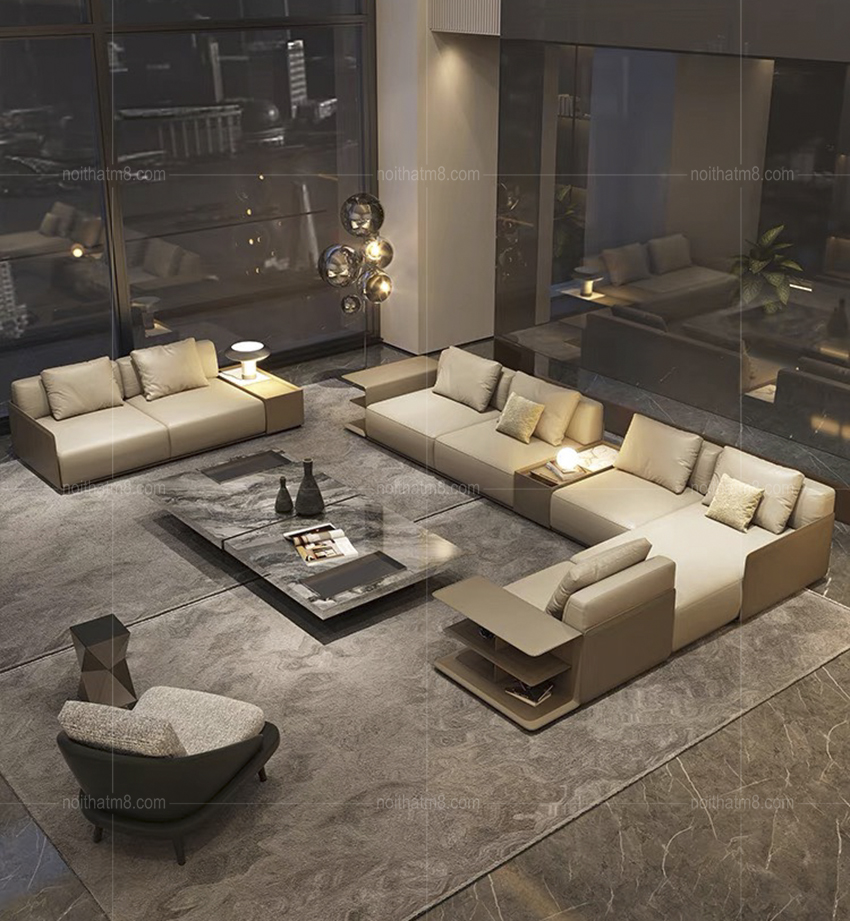 Ghế sofa da bò thật nhập khẩu phong cách Ý hiện đại M8-3519 thumbnail 3