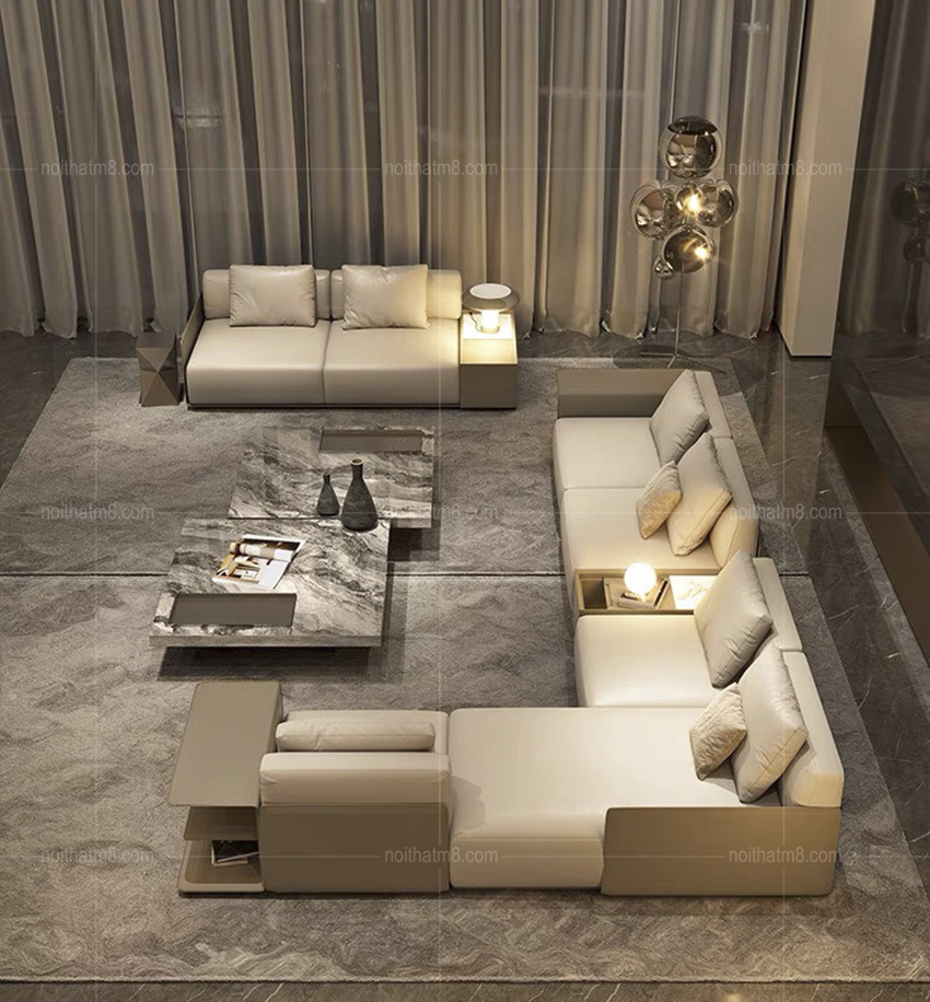 Ghế sofa da bò thật nhập khẩu phong cách Ý hiện đại M8-3519 thumbnail 4