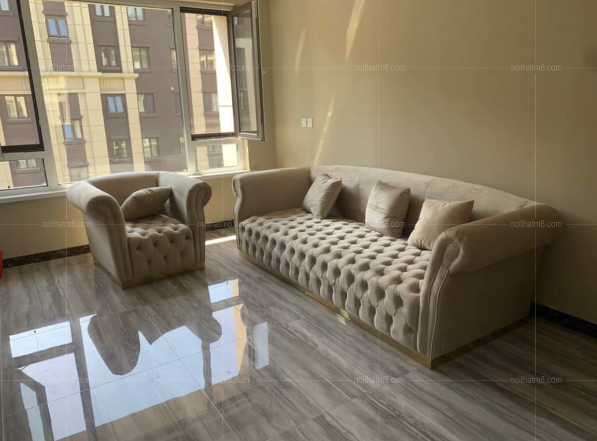 Mẫu sofa nỉ nhung cao cấp phong cách châu Âu sang trọng M8-3579 thumbnail 4
