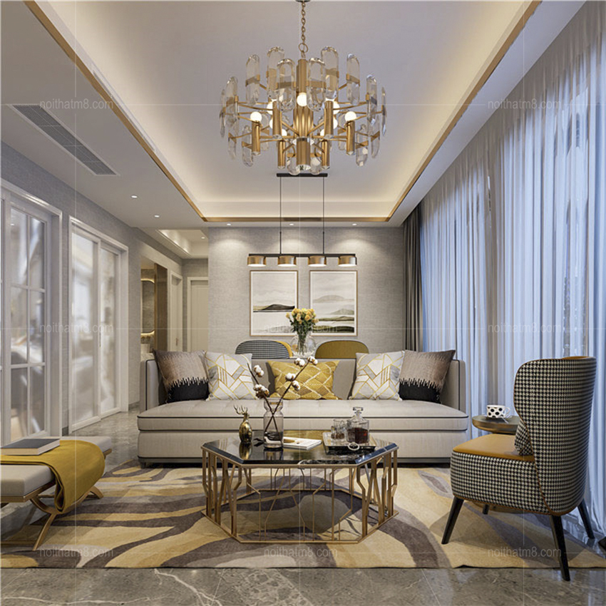 Bộ sofa phòng khách bọc da hiện đại và trang nhã M8-3646 thumbnail 2