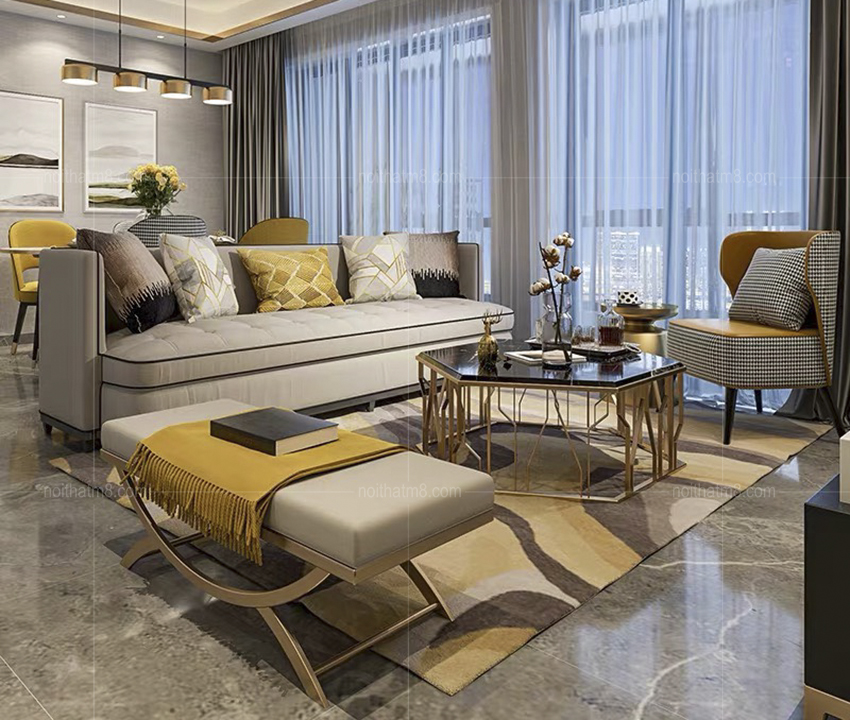 Bộ sofa phòng khách bọc da hiện đại và trang nhã M8-3646 thumbnail 3